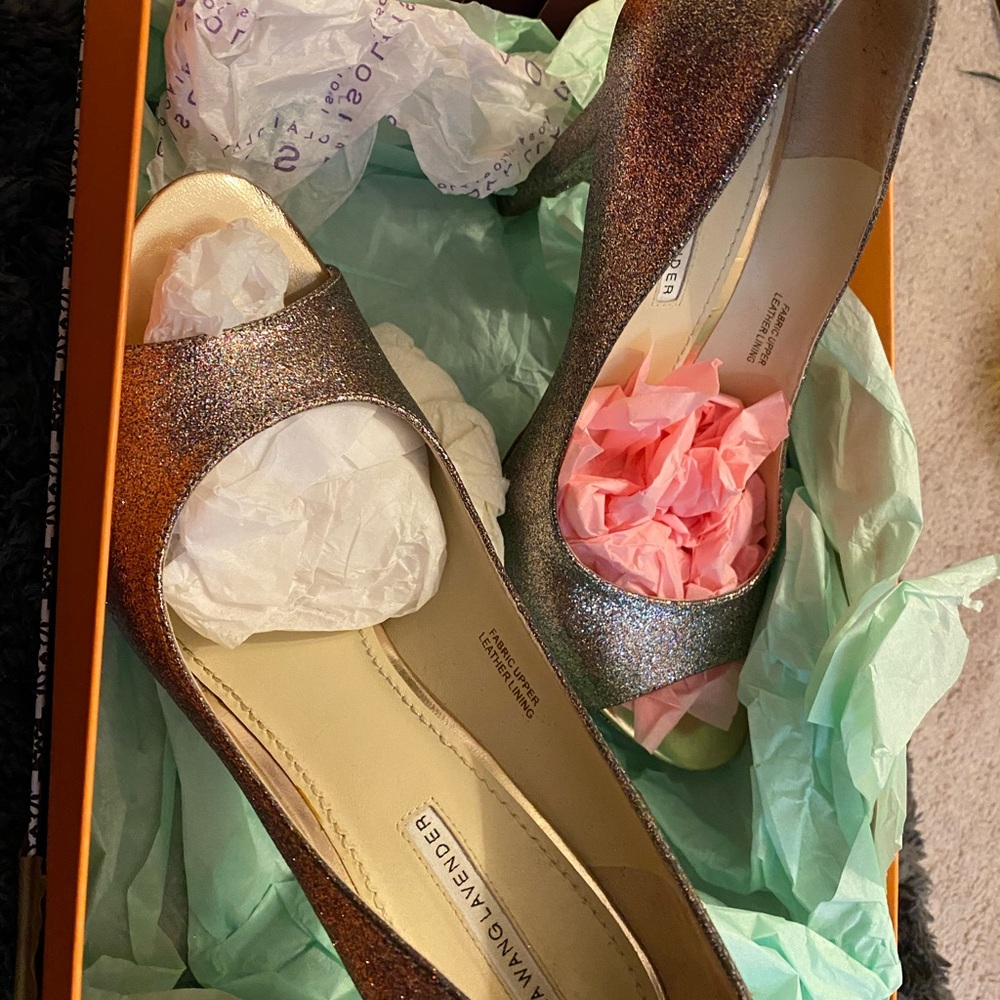 Glitter Peep Toe Heels - Multicolor